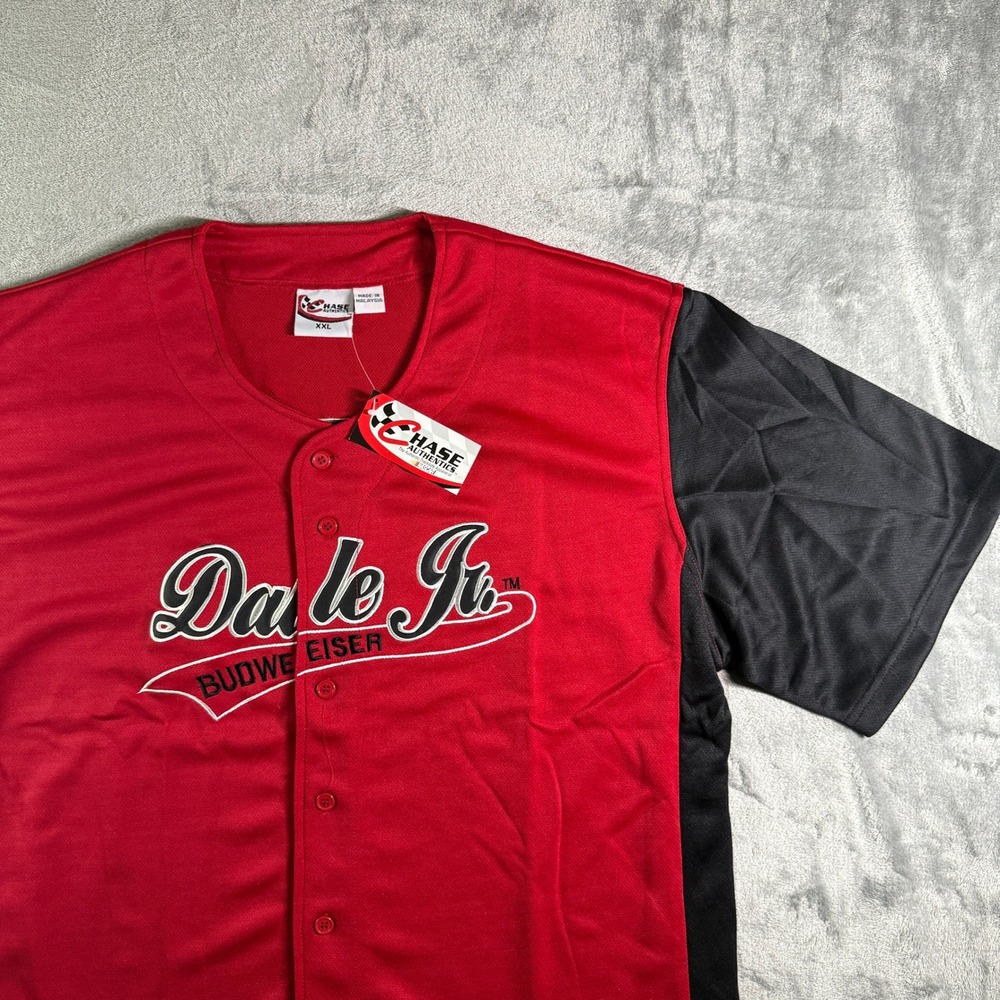Chase Authentics Dale Jr. Budweiser NASCAR Baseball Jersey Racing Shirt XXL